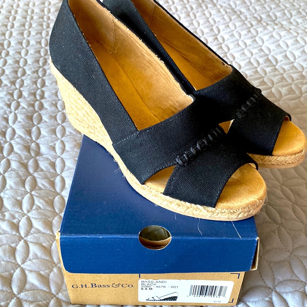 G.H. Bass & Co Andi Espadrille Black Fabric Upper 6.5 New in Box